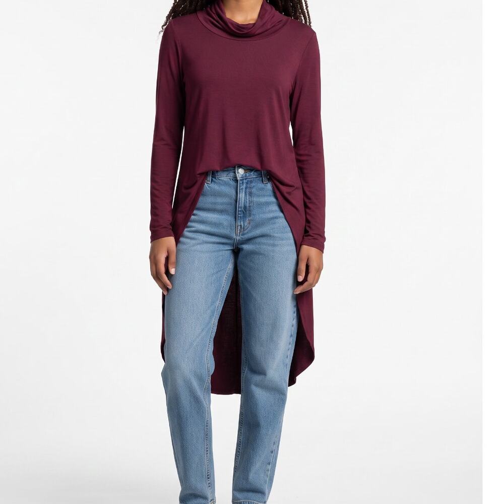 DIOSA High Low Open Back Soft Jersey Stretchy Long Sleeve Top Shirt Blouse M